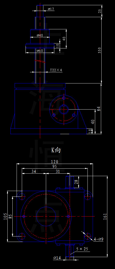 SWL1-2A-I絲杆升降機外型尺寸CAD圖紙