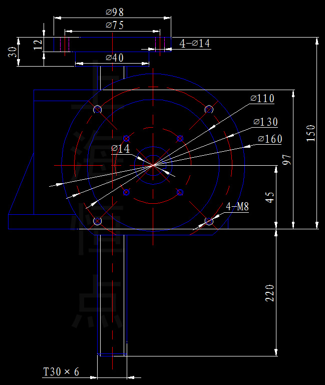 SWLD2.5-1A-II[帶電機法蘭]絲杆升降機安裝尺寸CAD圖紙
