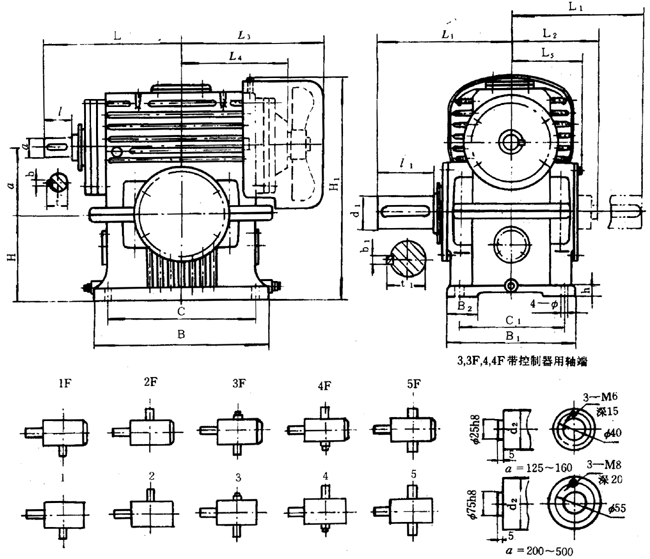 蝸輪減速器外形、安裝尺寸
