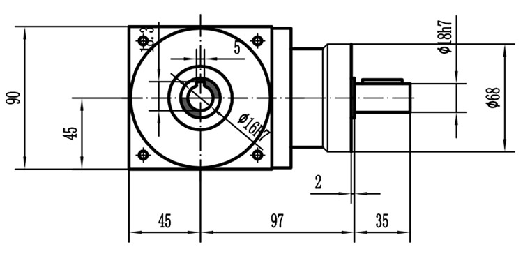 HDA09系列換向器：HDA09-2：1-E外形安裝尺寸圖2